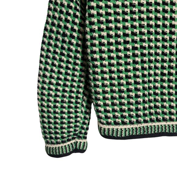 Maje Maneflanne Green Tweed Long Sleeve Preppy Cardigan Jacket Size Small - Picture 14 of 16